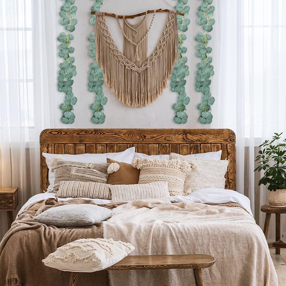 2/1pcArtificial Eucalyptus Garland Fake Ivy Vines Greenery Rattan Plants Wreath Faux Decor for Wall Room Garden Wedding Decor