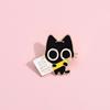Cute Cartoon Black Cat Enamel Brooch With Pen Design For Stylish Accessory Lovers