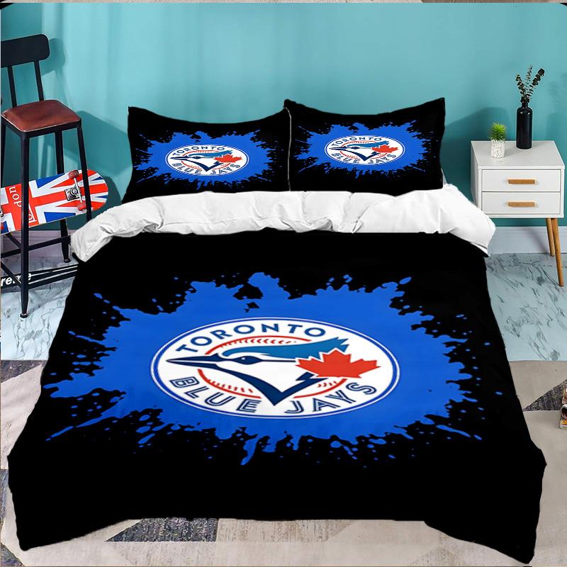 Blue Jays Baseball Season 3pcs Bedding Set,Including 1pc Duvet Cover And 2pcs Pillowcases Perfect Gift for Christmas,Ideal for Bedroom, Dormitory