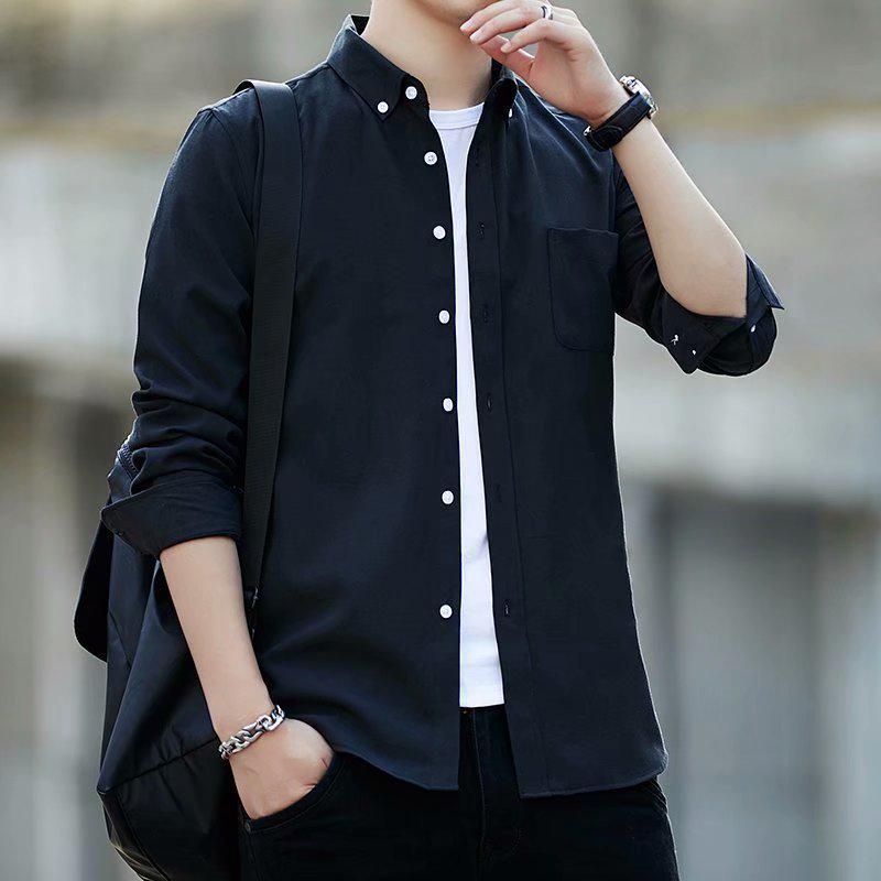 Мужская рубашка Oxford Slim Fit с длинным рукавом 2021 года