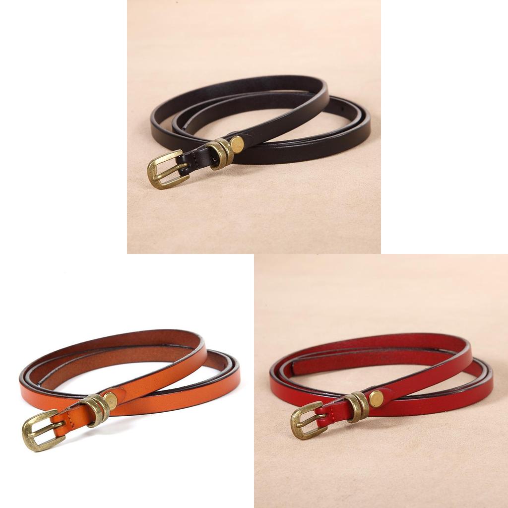 Тонкий кожаный ремень с металлической пряжкой в минималистичном стиле для рубашек