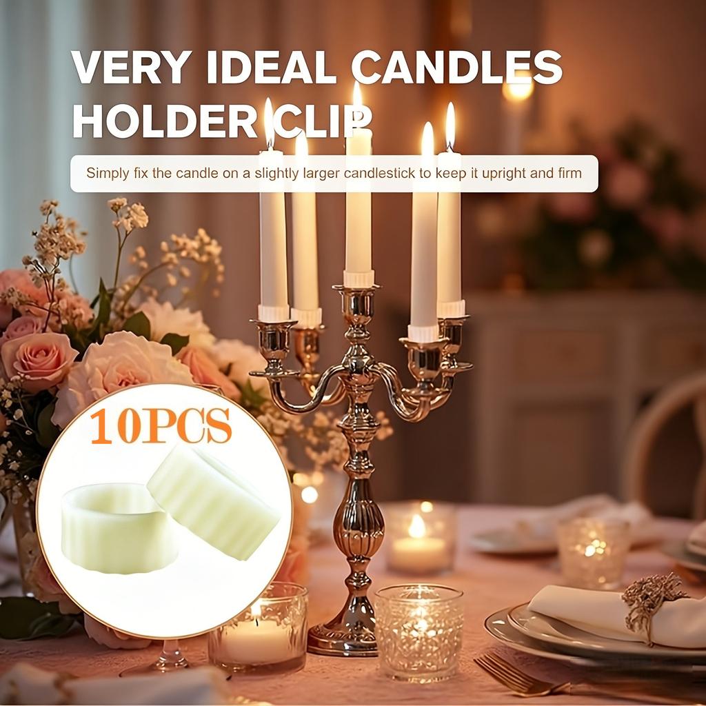 10pcs Anti-Tipping Candle Holder with Drip Protectors, Universal Decorative Stabilizer Rings for Tapers and Candles