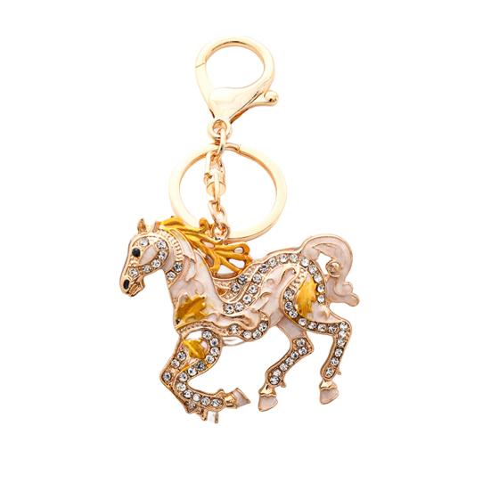 Подвеска для ключей Сверкающие стразы Дизайн лошади Металлическое кольцо для ключей Декоративный держатель для ключей Друзья