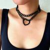 Vintage Heart Necklace Choker With Chain Goth Collar For Girls Grunge Punk Cute Kawaii Egirl Chocker Harajuku Accessories