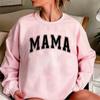 Mama Varsity Sweatshirt Mom Life Hoodie Super Mom Shirt Mother's Day Tops Women Fashion Crewneck Sweatshirts