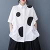 Рубашки и блузки из хлопка в винтажном стиле с коротким рукавом и узором «точка» для женщин. Повседневные свободные летние топы, рубашки на пуговицах.