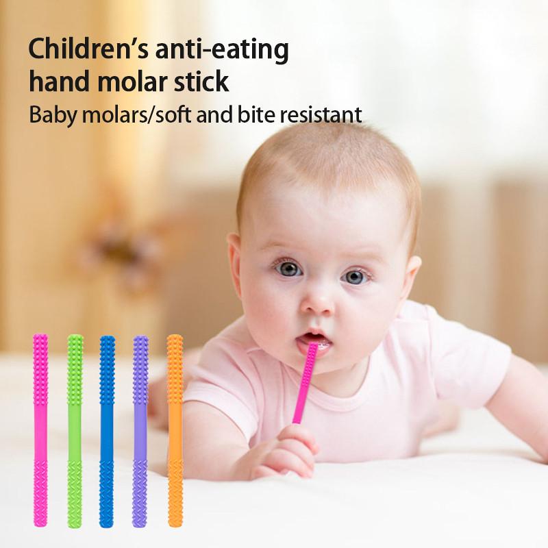 Детская игрушка для прорезывания зубов, детская анти-еда, ручная палочка для моляров, детский прорезыватель, силиконовая полая трубка для прорезывания зубов