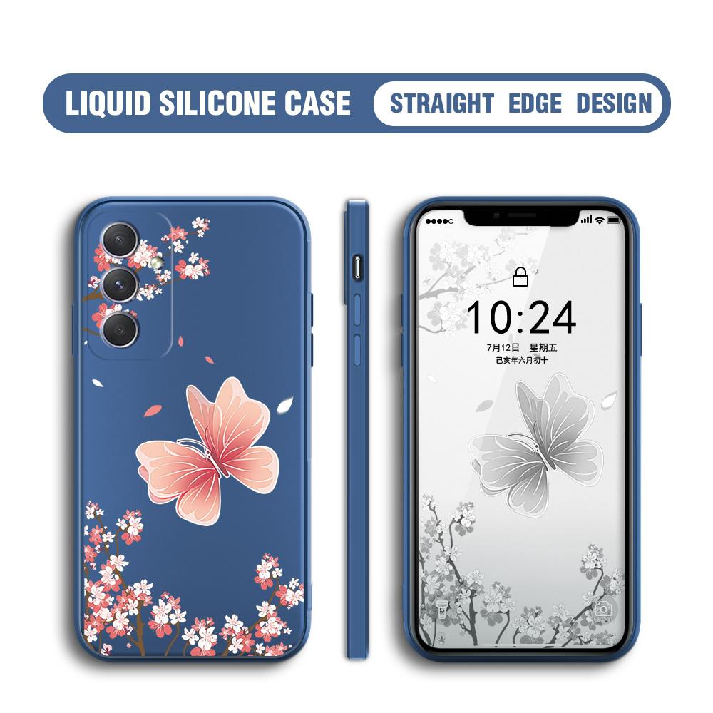 Чехол для телефона с изображением мультяшных бабочек и цветов, квадратный, жидкий силикон, TPU, полное покрытие камеры, противоударный защитный чехол для Samsung Infinix Tecno