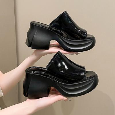 Водонепроницаемые сандалии на платформе De Mujer, тапочки на танкетке Fish Mouth, 9 см, пляжная платформа, полузатянутая, мягкая, удобная, универсальная женская обувь