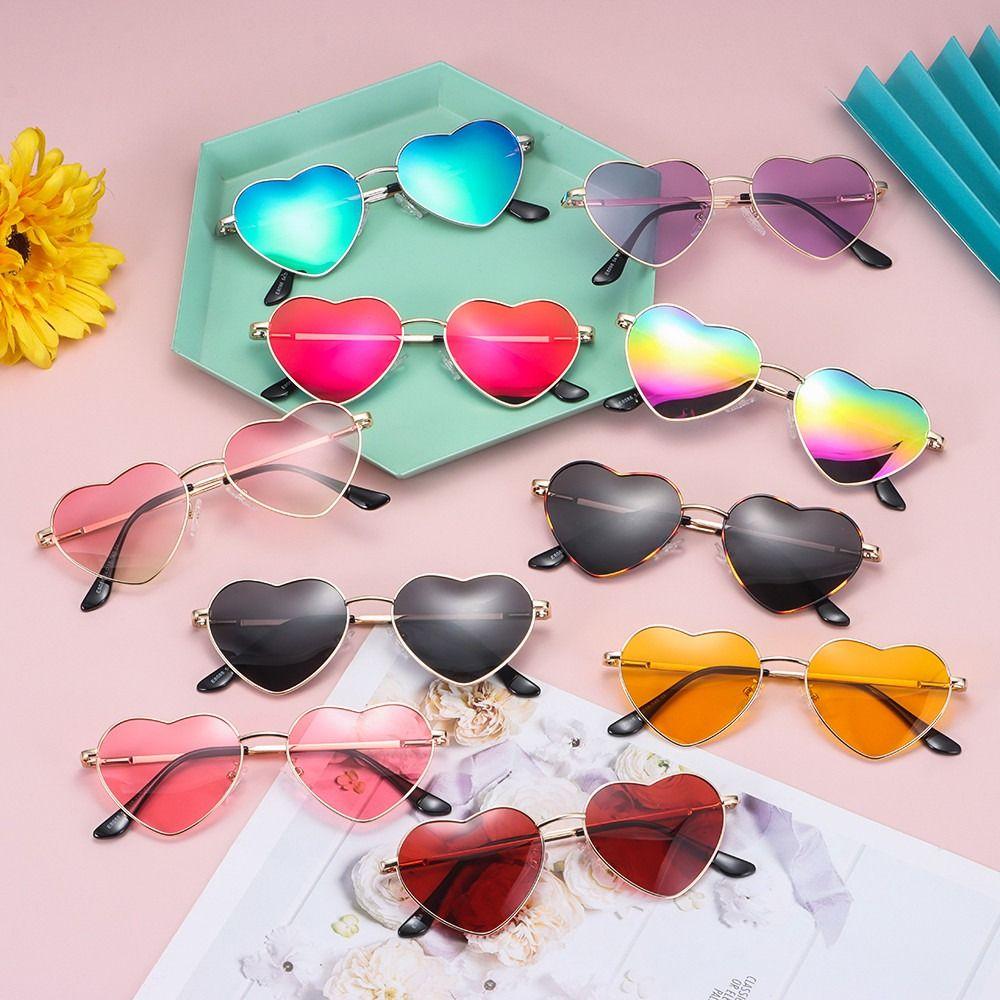 Vintage Fancy Accessories Metal Frame Heart-Shaped Sunglasses Shades 90s Glasses Heart Sun Glasses