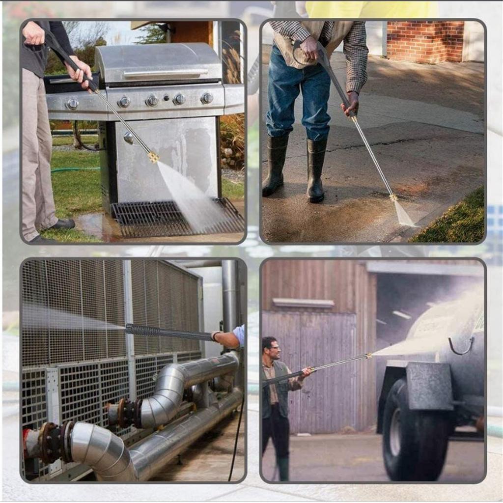 7pcs High Pressure Washer Gun 4000psi M22 Fitting Power Spray Gun With Extension Replacement Wand Lance 5 Nozzles Tips For Home Car Washing