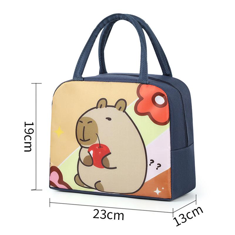 Cartoon Capybara Lunch Bag Insulated Food Container Portable Thermal Bento Box Bag Multifunctional Kids School Picnic Food Pouch