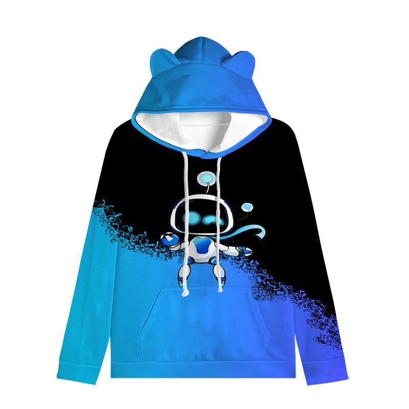 Толстовка с капюшоном «Кошачьи ушки» в стиле астронавта, уличная одежда для детей, пуловер с ушками в космическом стиле, мягкая унисекс-верхняя одежда для малышей