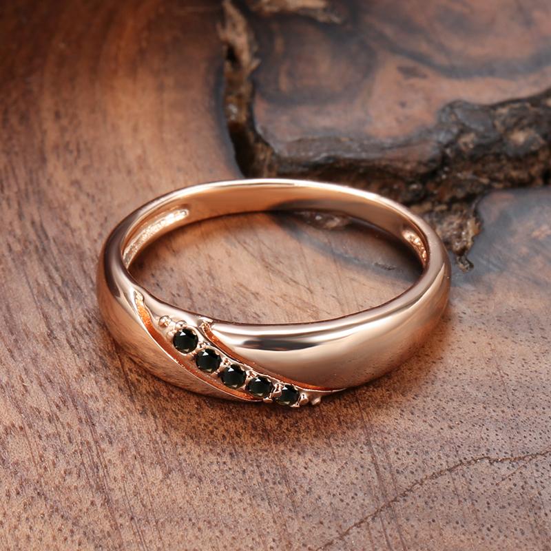 Роскошное винтажное черное кольцо с натуральным цирконом для женщин, розовое золото, этническое, для невесты, для свадебной вечеринки, повседневные изысканные украшения