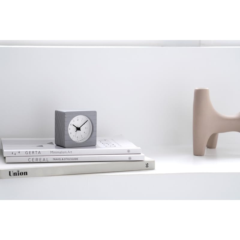 Lemnos NEUT Alarm Clock, Analog, Natural Wood Grain, Gray, KK24-09 GY