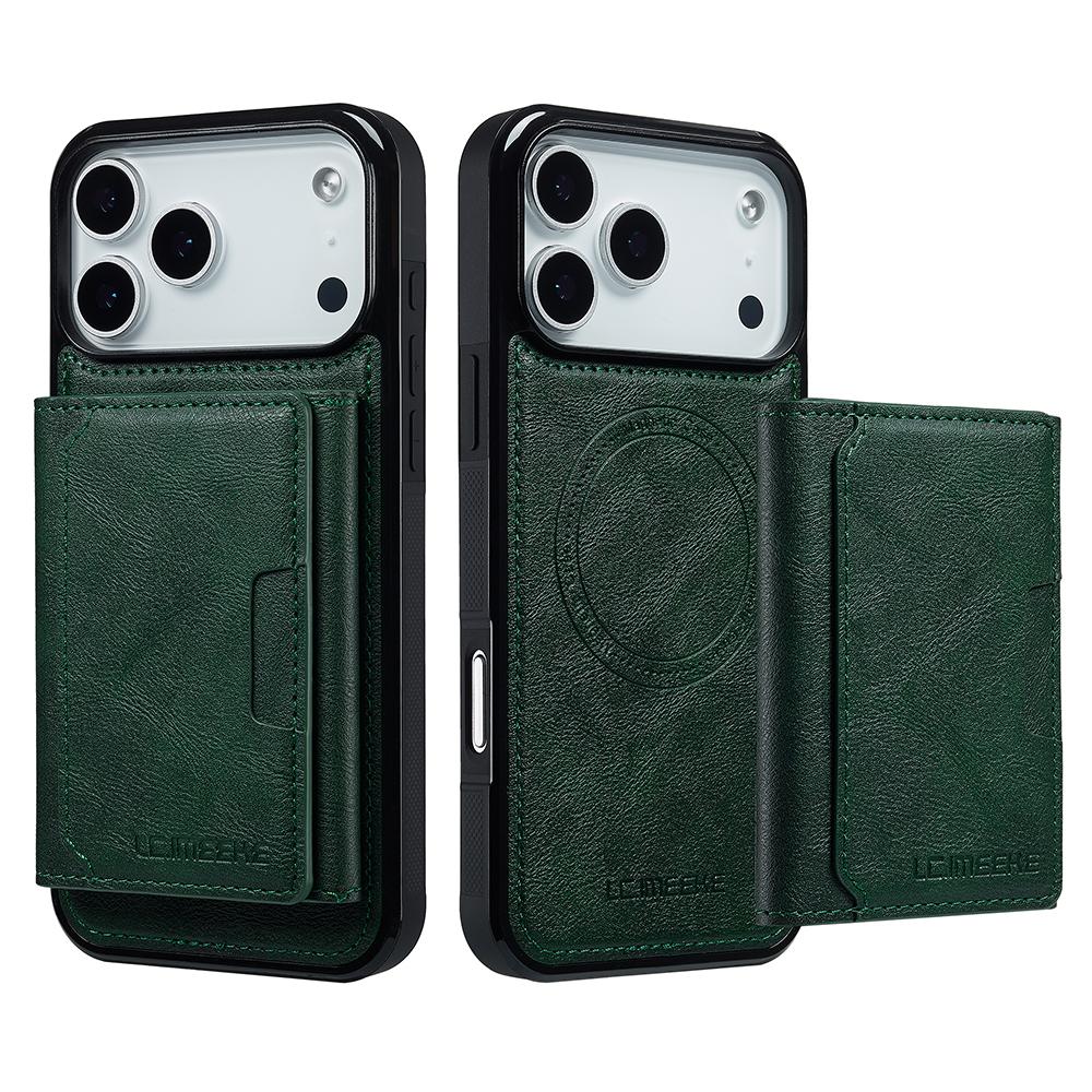 LC.IMEEKE L5 For iPhone 17 Pro Max Magnetic Phone Case Leather Back Cover with Detachable Card Holder