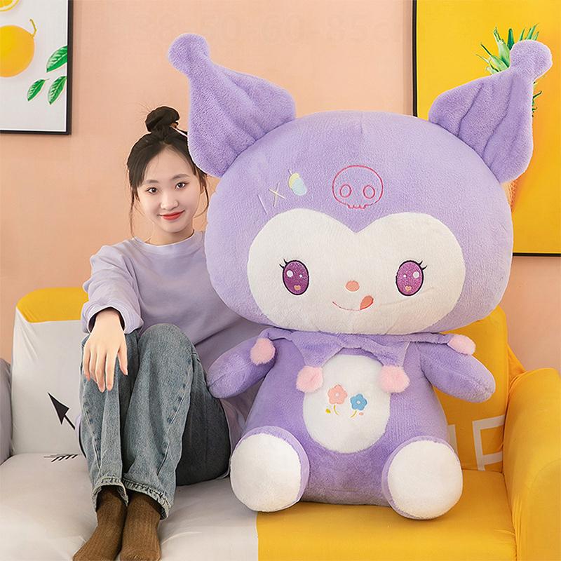 Sanrio Кавайи Куроми Большая Плюшевая Игрушка Фиолетовая Аниме Мягкая Подушка Милый Мультяшный Аниме Куроми Плюшевая Кукла для Детей Подарок на День Рождения Рождество