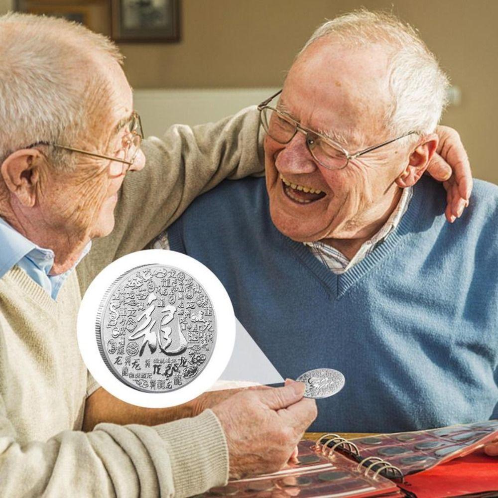 Двусторонние монеты с тиснением дракона, золотые коллекционные монеты, монета китайского зодиака Дракона, Новый год