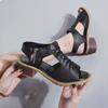 New Thick Heel Round Head Hollow Side Zipper Sandals Women's Large Size Casual Sandals Women's