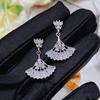 Simple Fashion Skirt Fan -Shaped Zircon Earrings 925 Stamp High -End Luxury Party Wedding Women 'S Jewelry Gift