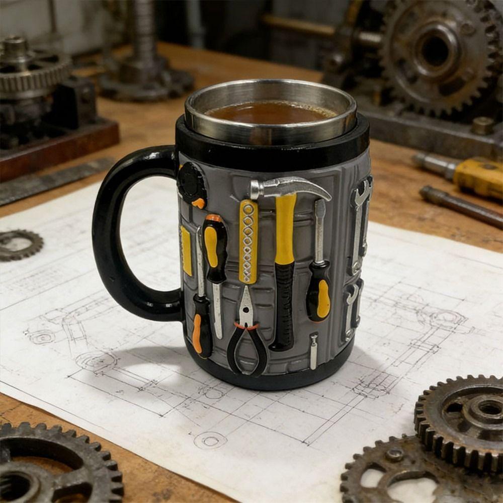 3D Toolbox Design Coffee Cup Stainless Steel Water Cup Funny Mechanic Mug  Gifts for Men