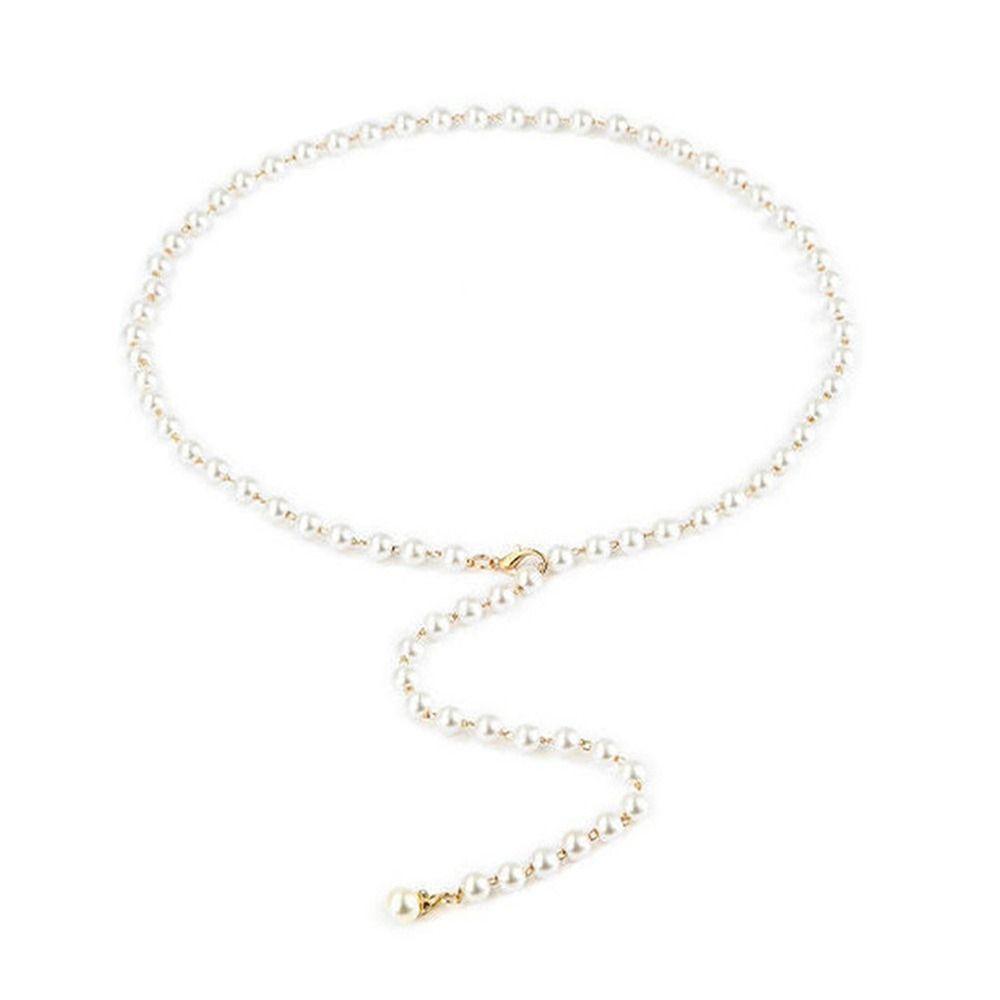 Pearl Waist Chain White Bohemian Belt Elegant Dress Shirt Decoration Women