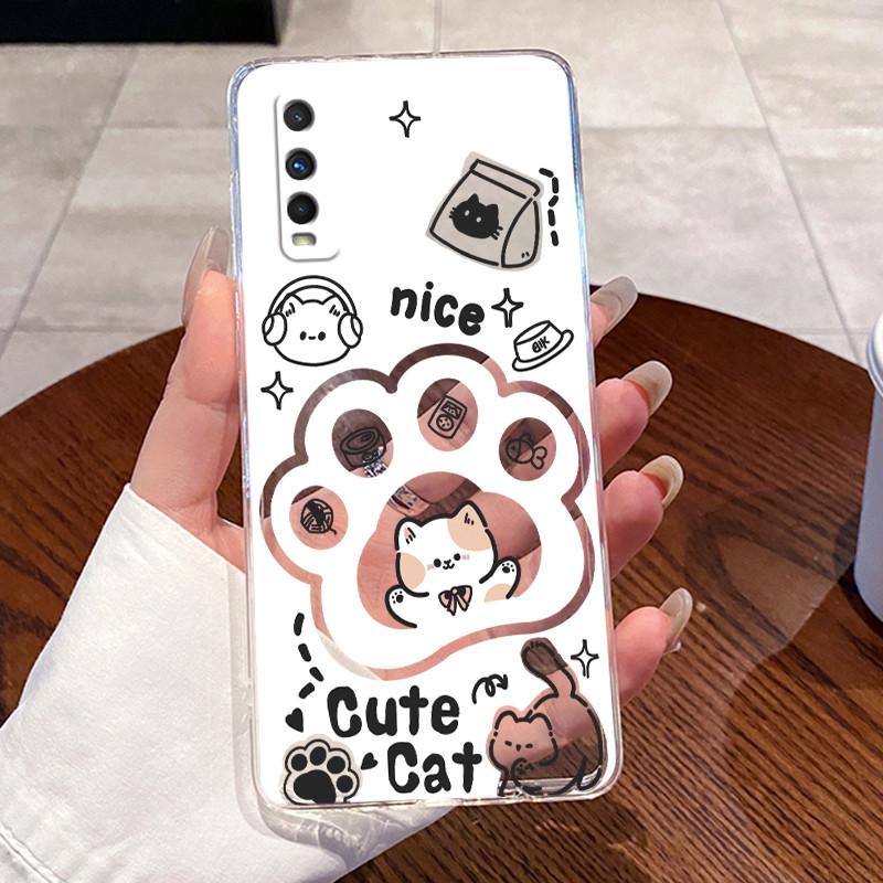 Jelly Casing For VIVO Y70S / IQOO U1 Fundas Capa Clear Silicone Soft TPU Back Cover Cute Cat Rabbit Heart Protective Case Coque
