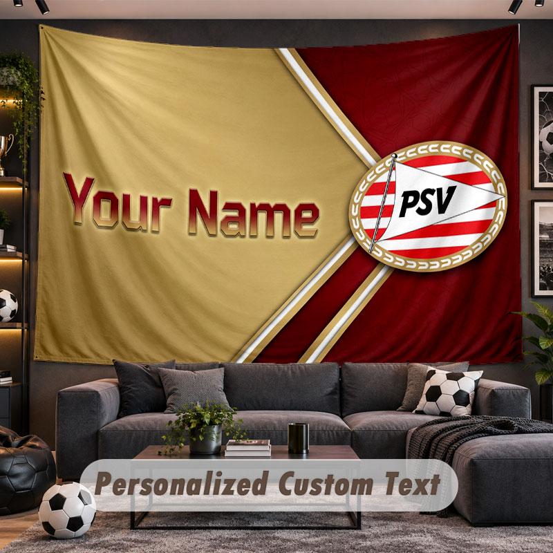 Wall Hanging Tapestry Custom NamePSV Eindhoven FC Pattern Personalized Printed Fabric Wall Decor