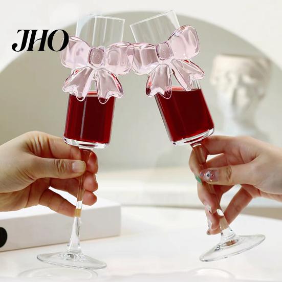 Wine Glass Champagne Flutes with 3D Pink Butterfly Decoration Drinkware Faux Crystal Wedding Party Anniversary Glasses Lightweight Glassware
