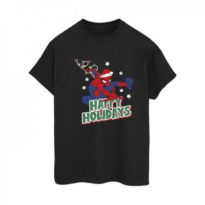 Женская/женская хлопковая футболка бойфренда Happy Holidays