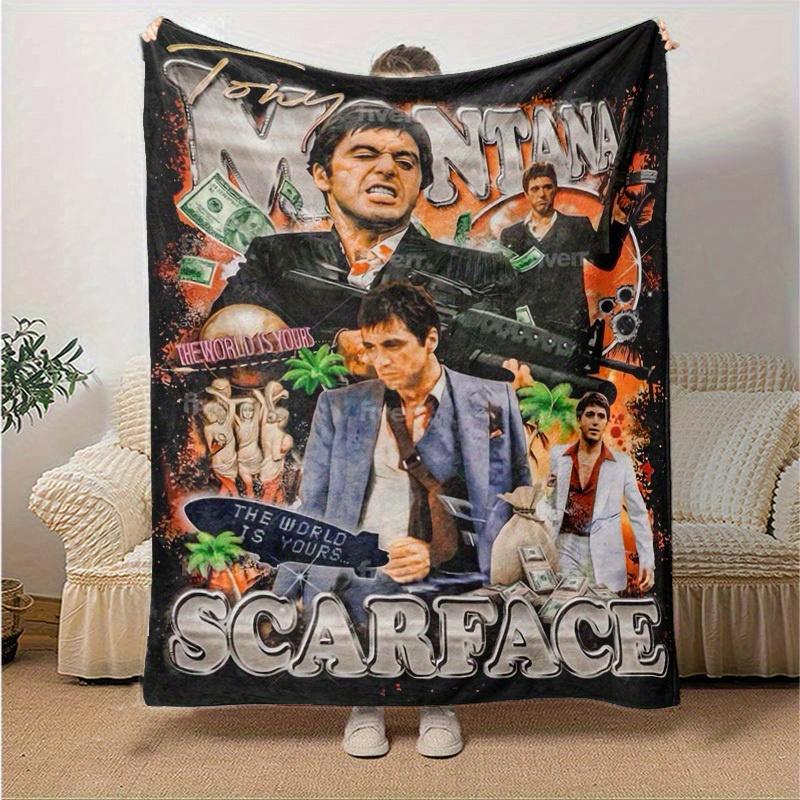 1pc Scarface-Inspired Home Decor: Cozy Blanket, Perfect Gift for Bedroom, Living Room, Travel, Camping, Car, Beach, Office Naps, Ideal Sofa Throw, Out
