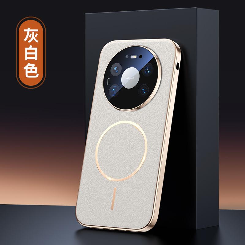 Подходит для Pura90promax гальванизированный чехол для мобильного телефона с узором под кожу mate80Pro магнитное крепление 70Pro объектив всесторонний защита от падения