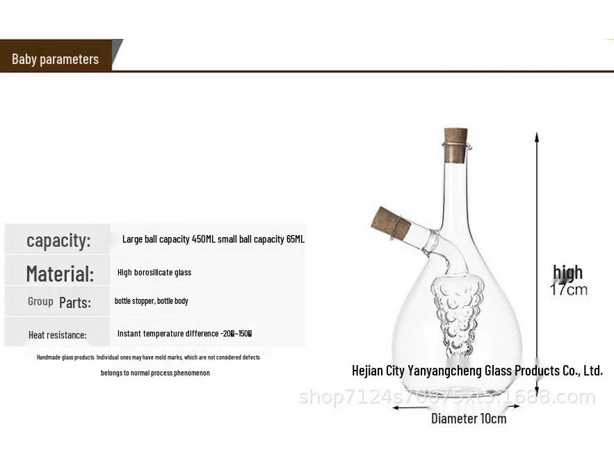 Герметичная неровная стеклянная бутылочка-диспенсер для масла и уксуса из боросиликатного стекла