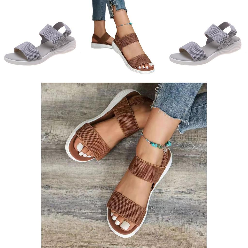 Breathable Big Size Women's Sandals With Knitted Upper And Rubber Sole Characters)