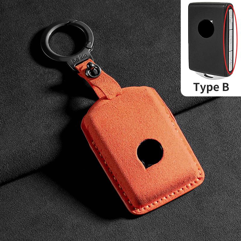 For Volvo S60 S90 XC40 XC60 XC90 V60 V90 T6 T8 Suede Car Smart Remote Key Case Cover Protector Auto Shell Decorative Accessories