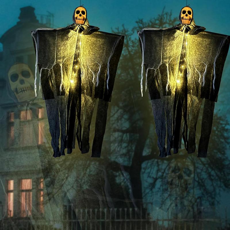 Halloween Party Glowing Hanging Skeleton Ghost Ornament Horror Props Haunted House Decorations