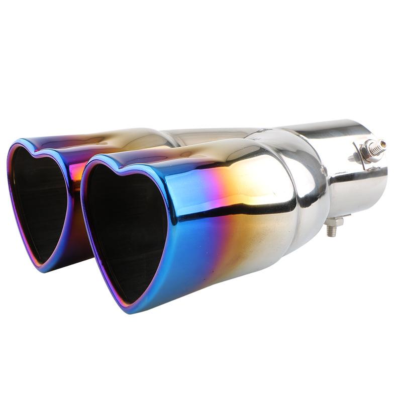 В форме сердца автомобильный глушитель выхлопной трубы из нержавеющей стали, двухрядный выпускной глушитель, наконечник трубы, хвостовое горло, универсальный