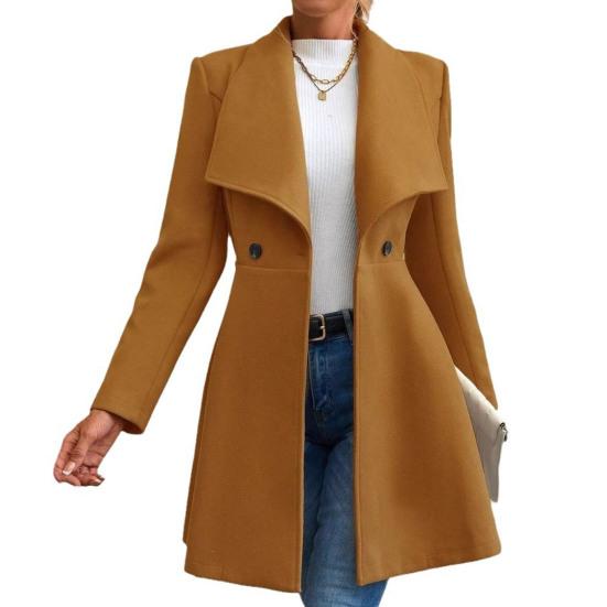 Женское пальто средней длины, куртка, ветрозащитное пальто с воротником-лацканами для женщин, теплая стильная верхняя одежда на весну и осень