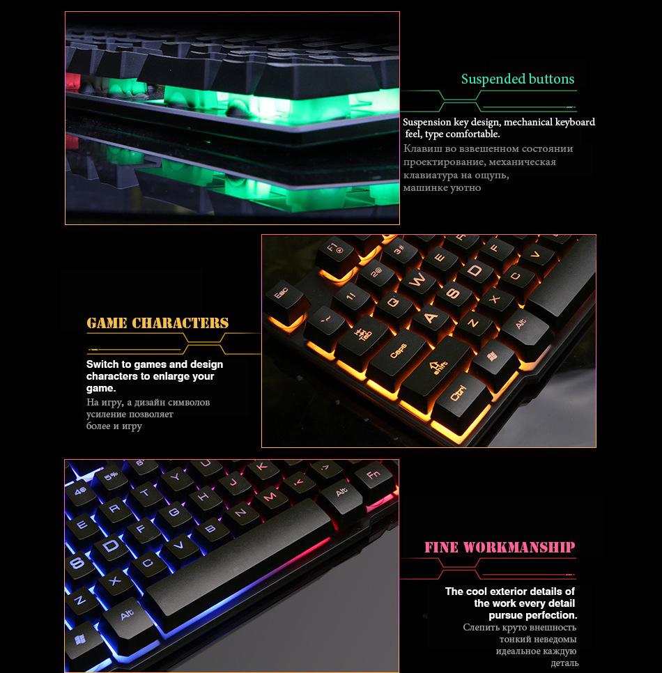 104-клавишная механическая клавиатура с подсветкой, русско-английская