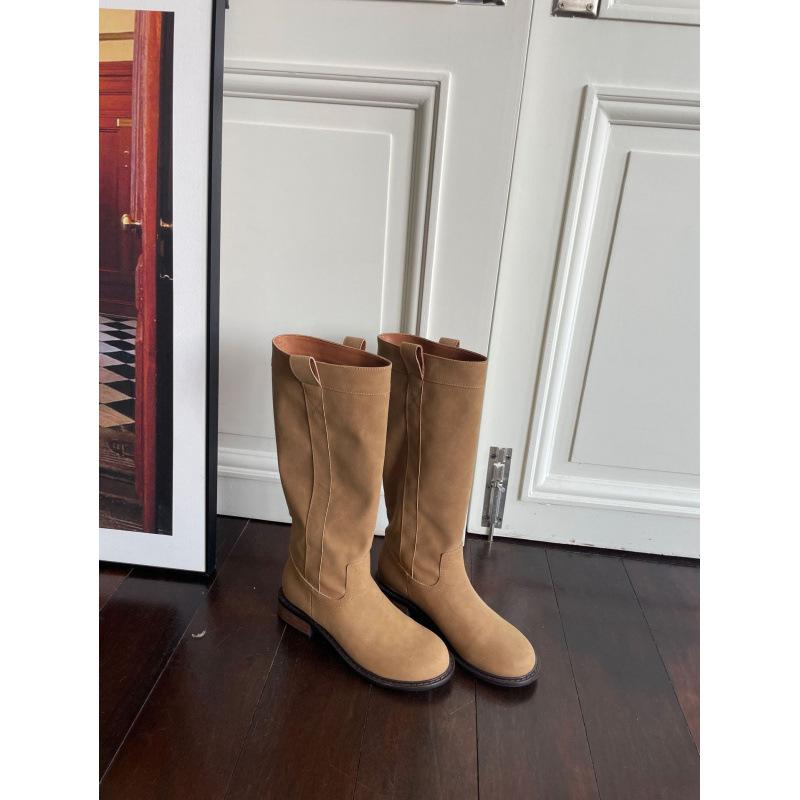 2025 Autumn and Winter New Fashionable Versatile Muntjac Face Big Tube Circumference Long Boots Slim Senior Knight Boots Women