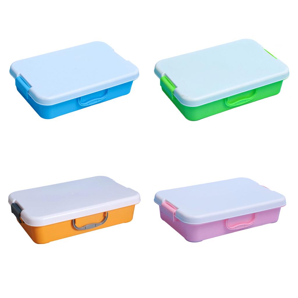 Stackable Plastic Sand Tray Set With Lids Stickers Portable Sensory Bin For Kids Art Crafts Storage Blue Green Pink