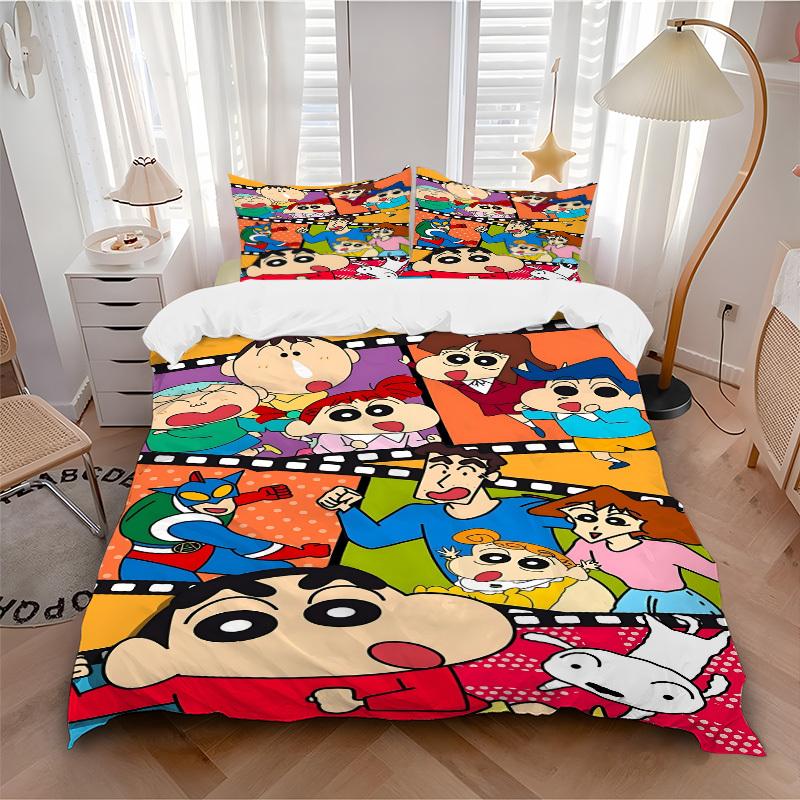3pcs Crayon Shin-chan Bedding Set. Soft and Comfortable with No Core Included (1x Duvet Cover + 2x Pillow Covers) yy251031043