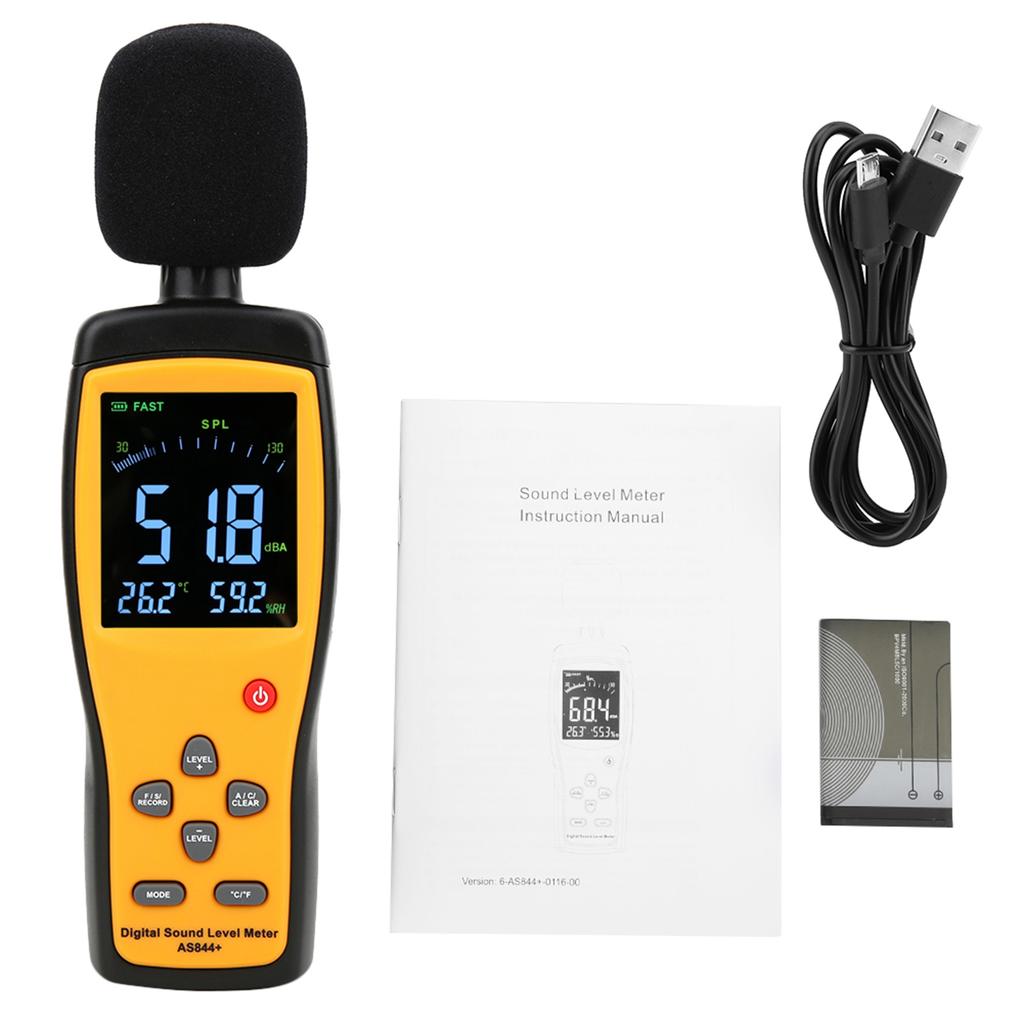 SMART SENSOR AS844+ Sound Level Meter LCD Digital Decibel Meter Noise Monitor with Data Storage