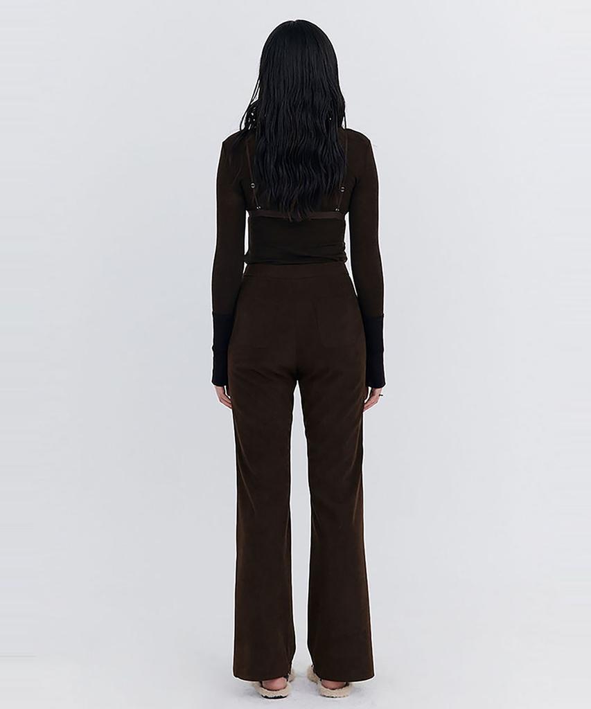 WNDERKAMMER Knit Rib Half Turtleneck T-Shirt_Brown