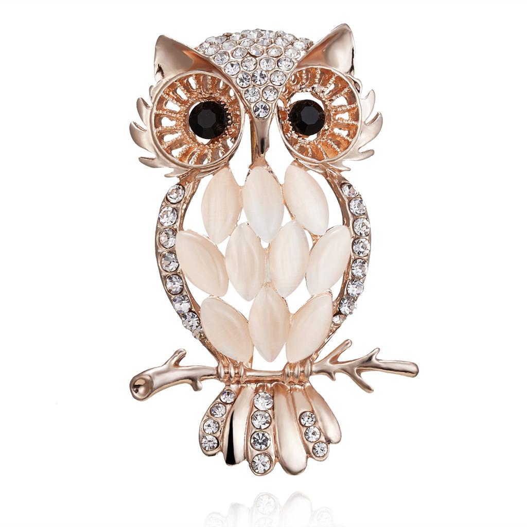 Rinhoo Lovely Owl Brooches Korean Trendy Rhinestone Brooch Badge Pin Bird Animal Party Casual Suit Decoration Badge Corsage Gift