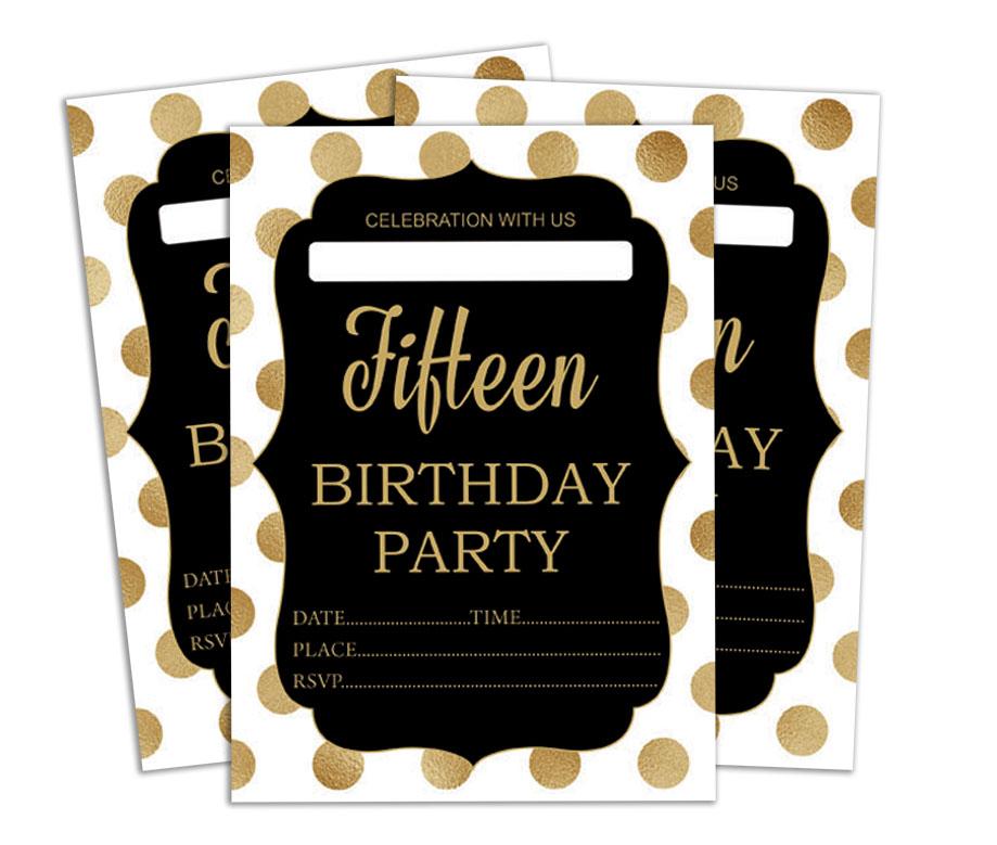 Darling Souvenir Black Birthday Invitation Card Printable Elegant Fill or Write In Blank Party приглашает 28 шт. 5x7