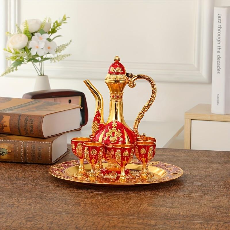 1 комплект, винтажный металлический турецкий кофейник, набор турецких чайных сервизов с 6 роскошными кофейными чашками и подносом для чая, чайник для сервировки чая, кофе Zamzam, капучино