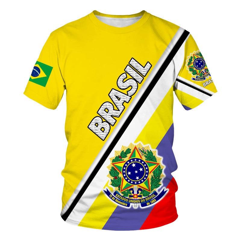 Hot Selling World Cup BRASIL Brazil Flag 3D Printed Pattern T-shirt for Men's Sports Leisure