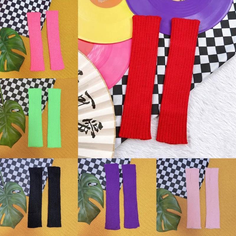 Длинные перчатки без пальцев для женщин, зимние теплые эластичные гетры для рук, вязаные митенки с отверстием для большого пальца для письма, набора текста