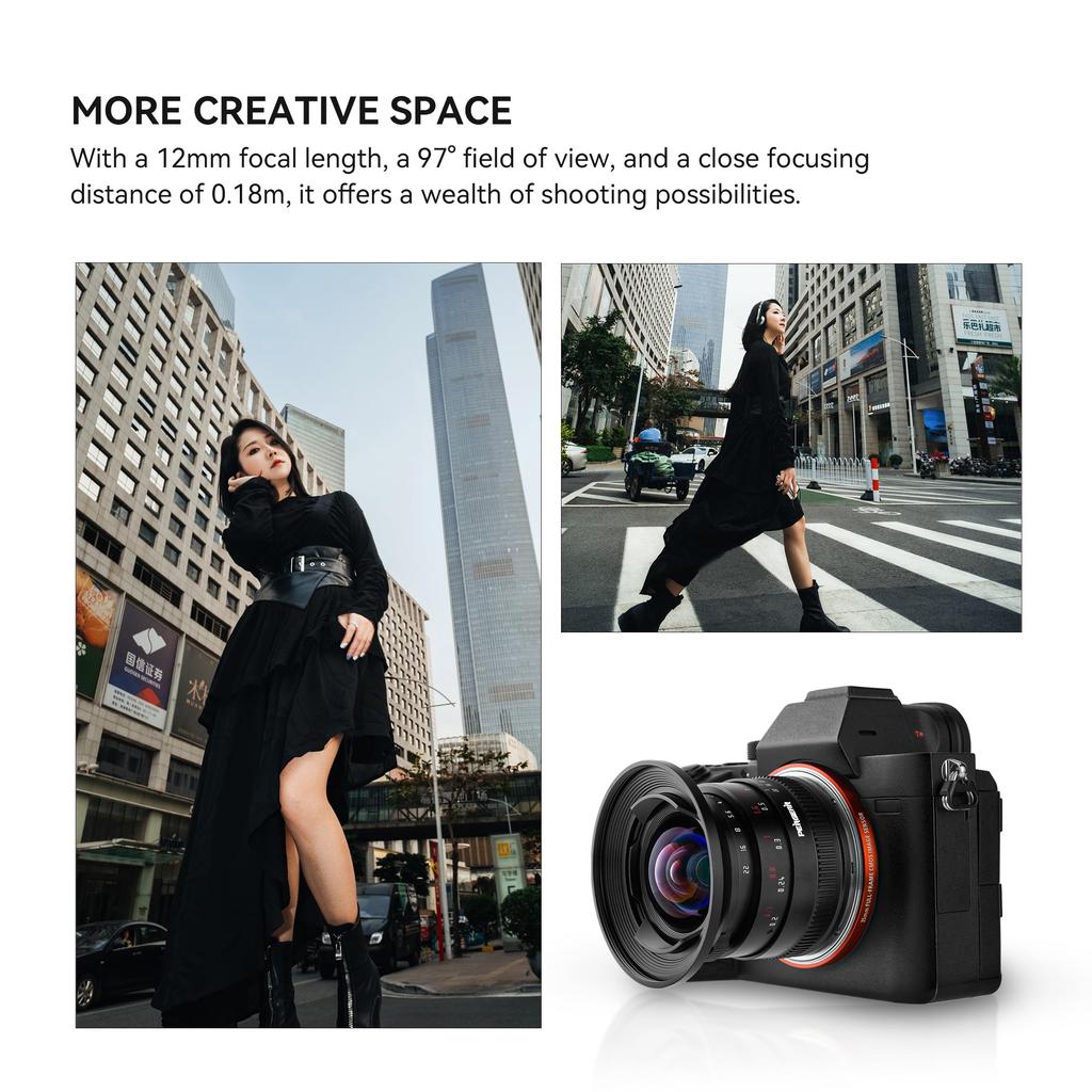 PERGEAR 12mm F2 II Wide Angle Prime Lens Manual Focus 230g Compact and Lightweight Click Aperture Design 9 12 Elements Beautiful Bokeh APS-C Groups,